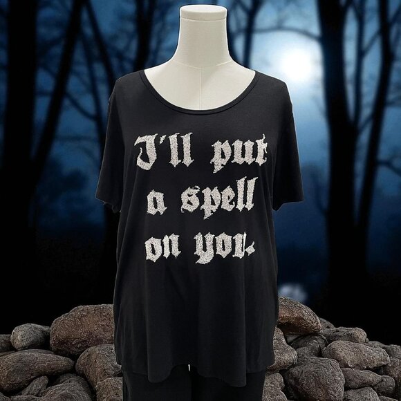 Halloween Spell On You Graphic Shirt 2xl Witch Cape Costume Top Goth Witchy